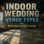 A collage of different indoor wedding venues highlighting unique characteristics.