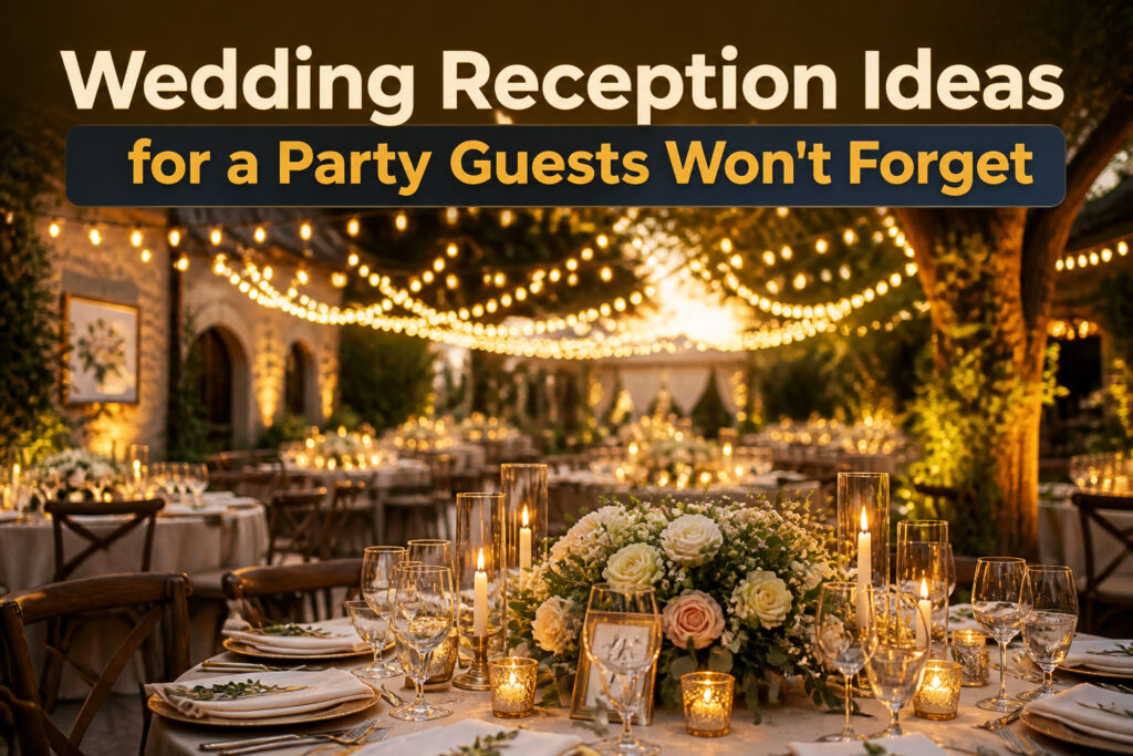 Guests at a wedding reception engaging in fun and festive activities.
